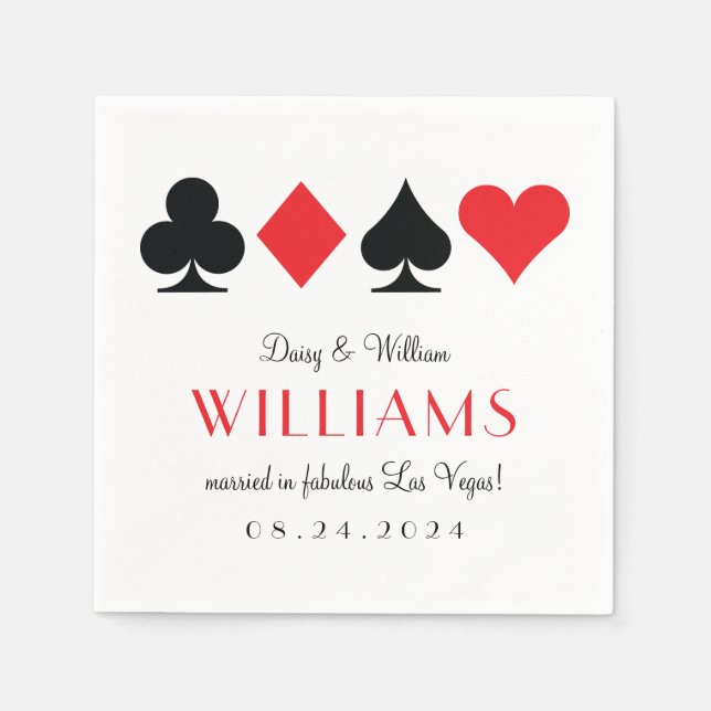 Las Vegas Wedding Red and Black Cocktail Napkin (Front)