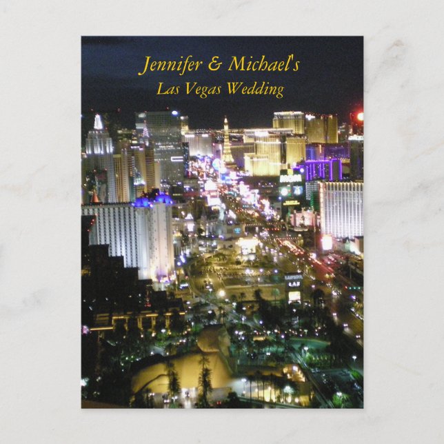 Las Vegas Wedding RSVP reply Invitation Postcard (Front)