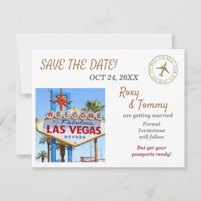 Las Vegas Wedding, Save the Date  Card (Front)