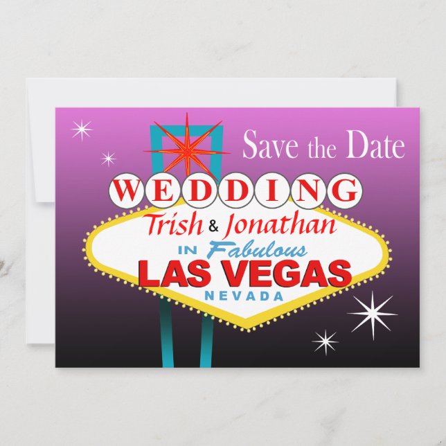 Las Vegas Wedding Save the Date - purple (Front)