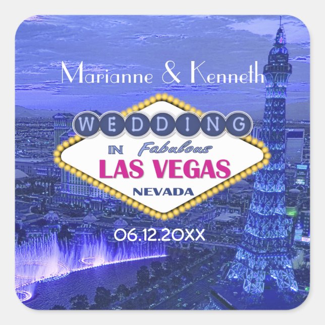 Las Vegas Wedding Square Sticker (Front)