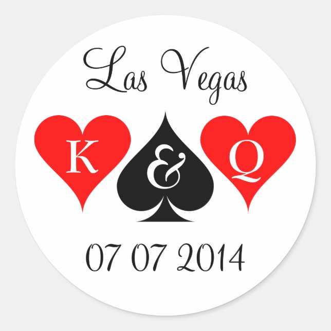 Las Vegas wedding stickers with monogram and date (Front)