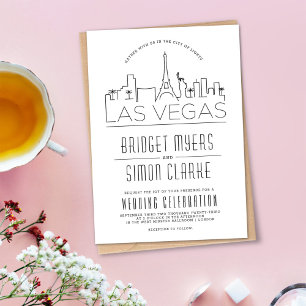 Las Vegas Wedding   Stylised Skyline Invitation