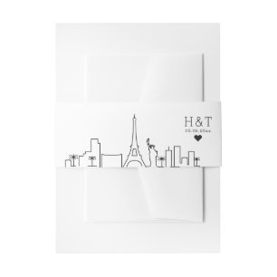 Las Vegas Wedding Stylised Skyline Monogram Invitation Belly Band