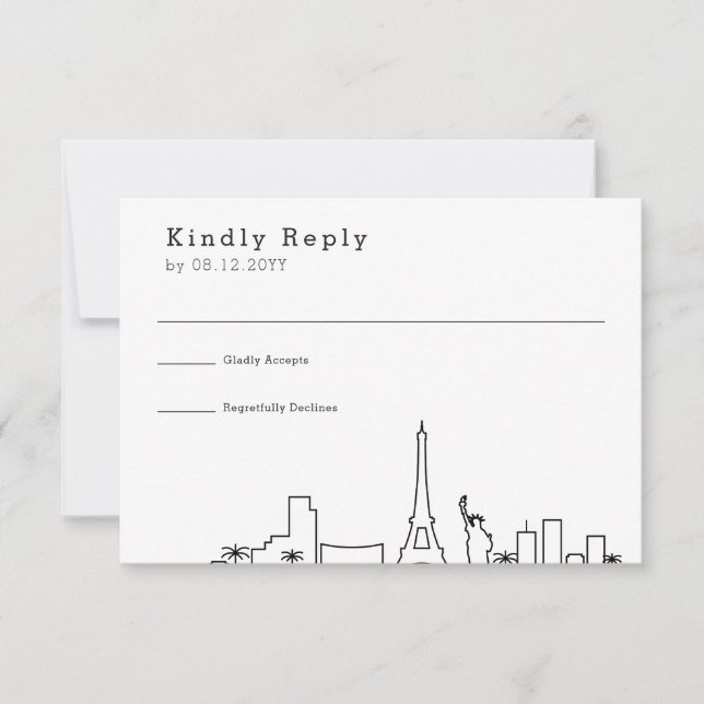 Las Vegas Wedding | Stylised Skyline RSVP Card (Front)