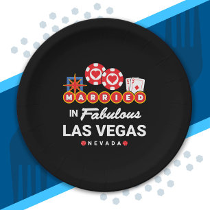 Las Vegas Wedding - Vegas Couple Married In Vegas Paper Plate