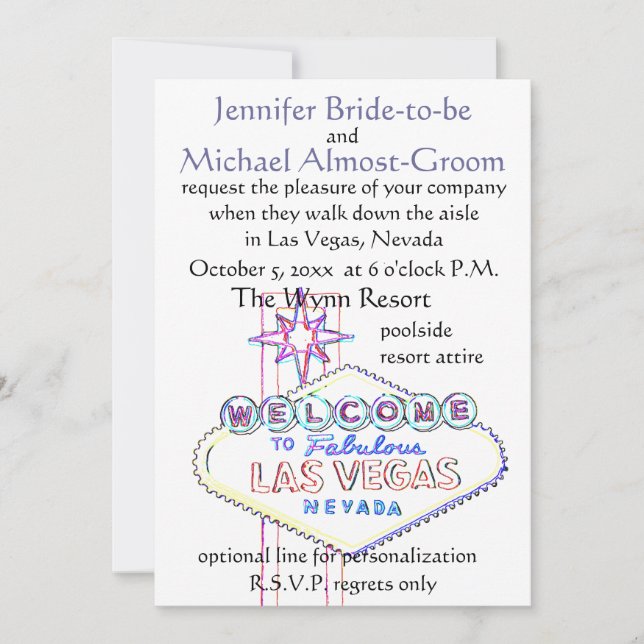 Las Vegas Wedding : walk down the aisle Invitation (Front)