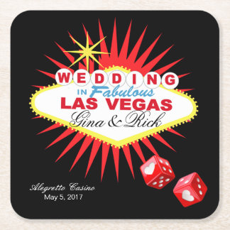 Las Vegas Welcome Sign | CHOOSE BACKGROUND COLOR Square Paper Coaster