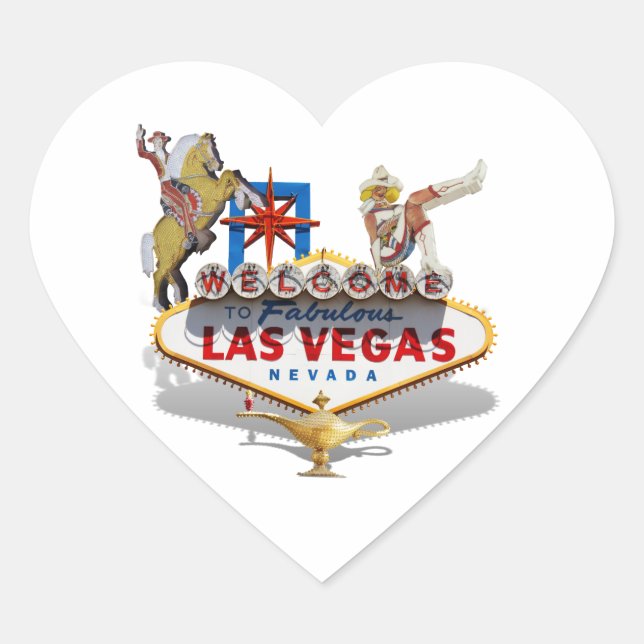 Las Vegas Welcome Sign Heart Sticker (Front)