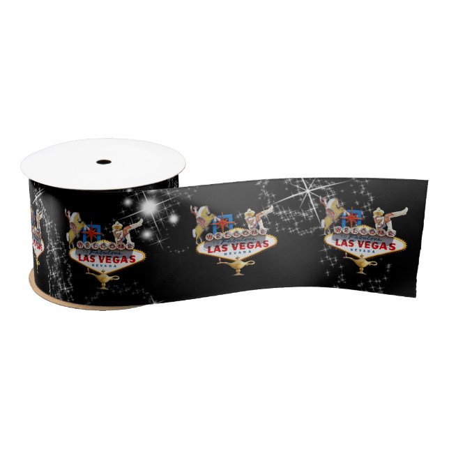 Las Vegas Welcome Sign On Starry Background Satin Ribbon (Spool)