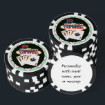 Las Vegas Welcome Sign Poker Chips<br><div class="desc">* The fabulous Welcome Sign with Playing Cards - a real Gamblers Delight ! * Nice as a parting gift, wedding reception gifts or Las Vegas personalised Wedding gift for your wedding crew. * Poker chips have nine colour options. * Choose font style, colour and size of text for personalising...</div>