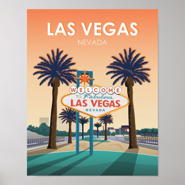 Las Vegas Welcome Sign Sunset Vintage Travel (Front)