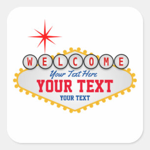 Las Vegas Welcome Sign Your Text Square Sticker