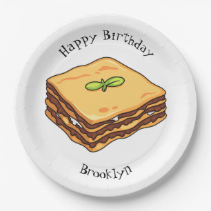 Lasagna cartoon illustration paper plate