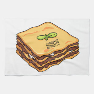 Lasagna cartoon illustration  tea towel