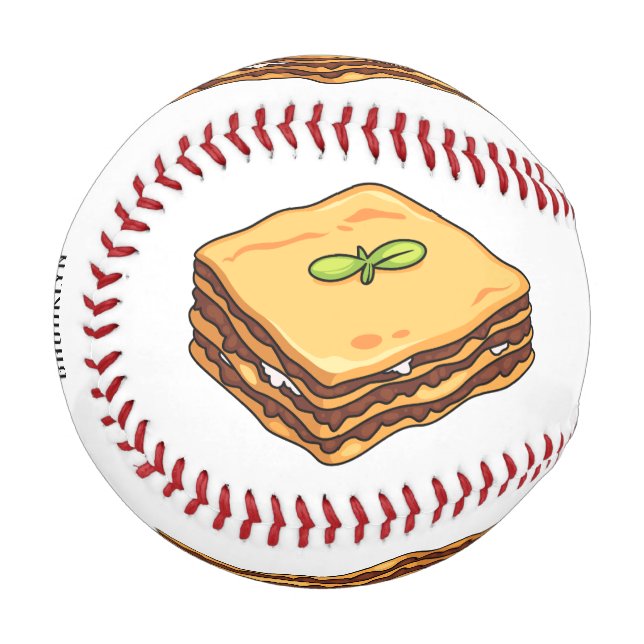 Lasagne cartoon illustration  baseball (Front Left)