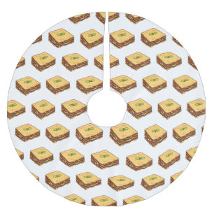 Lasagne cartoon illustration  brushed polyester tree skirt