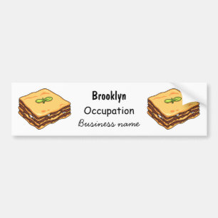 Lasagne cartoon illustration bumper sticker