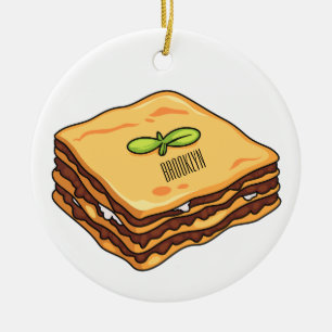 Lasagne cartoon illustration ceramic tree decoration