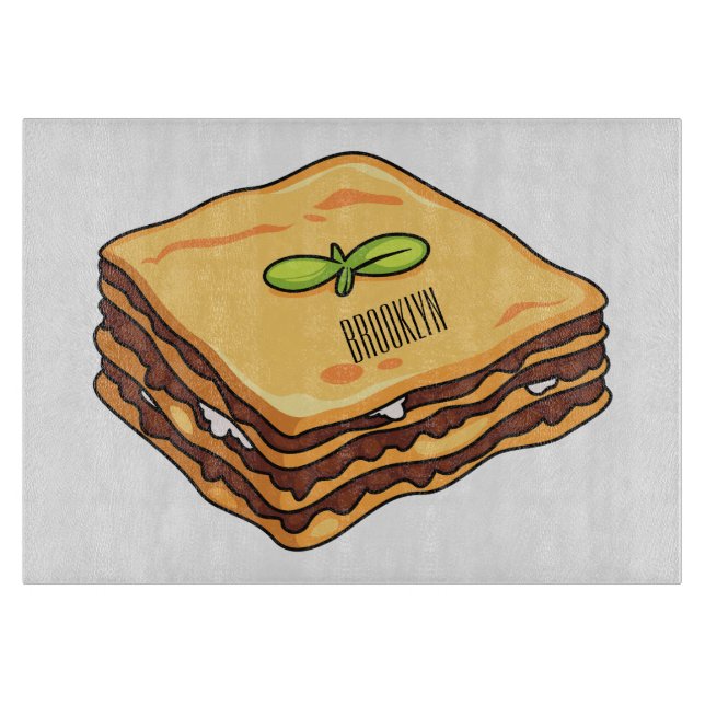 Lasagne cartoon illustration cutting board (Front)