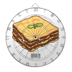 Lasagne cartoon illustration dartboard