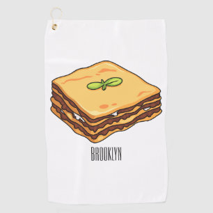 Lasagne cartoon illustration golf towel