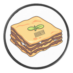 Lasagne cartoon illustration hockey puck