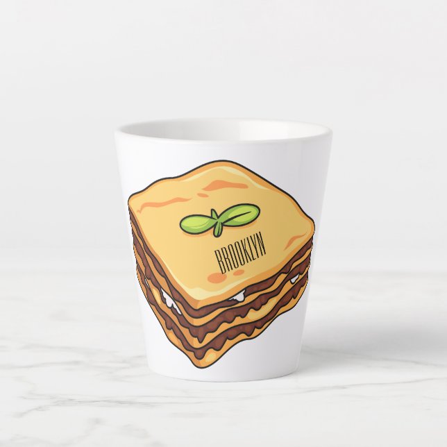 Lasagne cartoon illustration latte mug (Front)