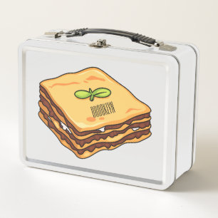 Lasagne cartoon illustration metal lunch box