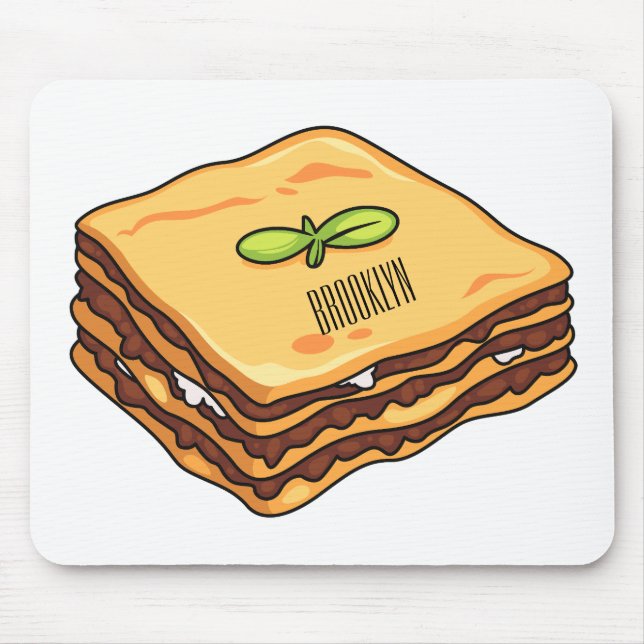 Lasagne cartoon illustration mouse pad (Front)