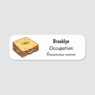 Lasagne cartoon illustration name tag
