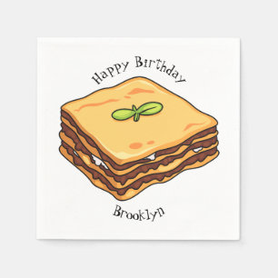 Lasagne cartoon illustration napkin