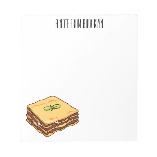 Lasagne cartoon illustration  notepad (Front)
