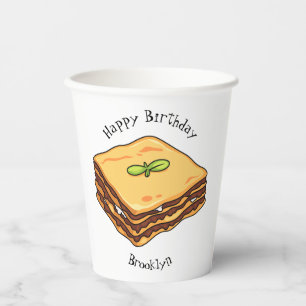 Lasagne cartoon illustration  paper cups