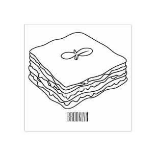 Lasagne cartoon illustration  rubber stamp