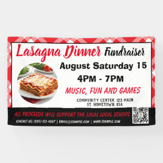 Lasagne Dinner red Fundraiser Banner 