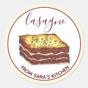 Lasagne Lasagne Italian American Cooking Food Classic Round Sticker