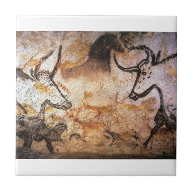 Lascaux Bulls Buffalo Cave Painting Tile (Front)