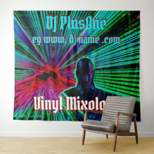 Laser backlit DJ Set / Gig Tapestry