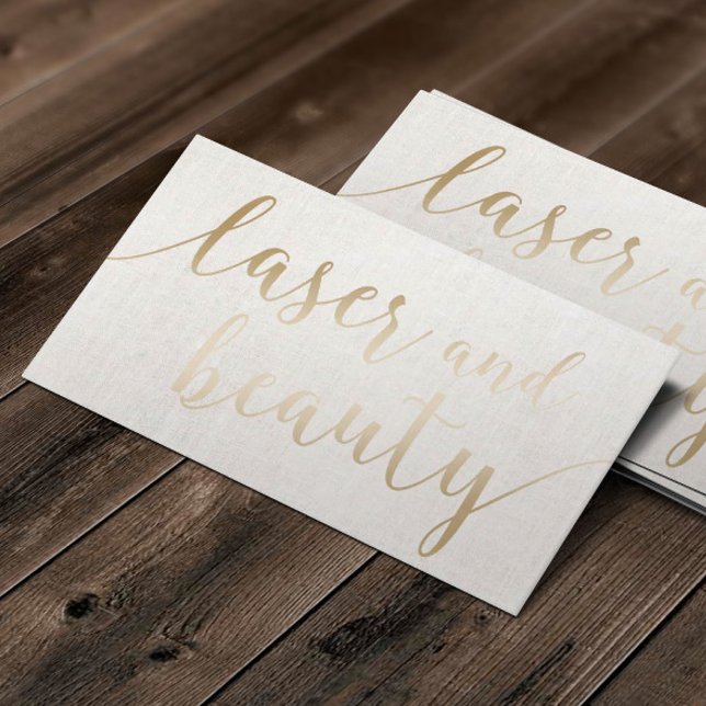 Laser & Beauty Aesthetician Elegant Gold Script Business Card (Creator Uploaded)