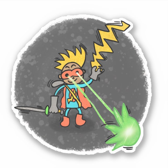 Laser Boy Comic Book Style Sticker (Front)