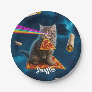 Laser Cat Pizza Party                              Paper Plate