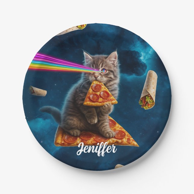 Laser Cat Pizza Party                              Paper Plate (Front)