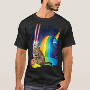 Laser Cat Rainbow , Sci-Fi Space, Geek by Zany Bra T-Shirt