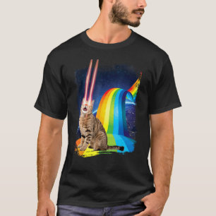 Laser Cat Rainbow T-shirt, Sci-Fi Space, Geek by Z T-Shirt