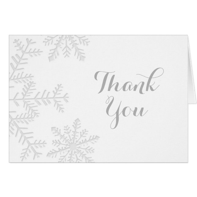 Laser Cut Silver Snowflakes Winter Thank You Card (Front Horizontal)
