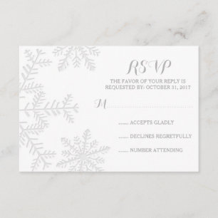 Laser-Cut Snowflakes Elegant Winter Wedding RSVP Card