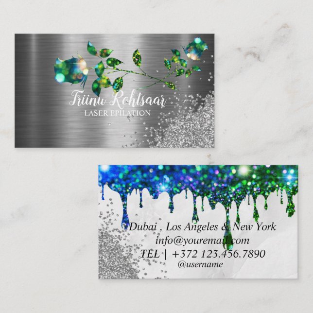 LASER EPILATION Glitter Sparkling Business Card (Front/Back)