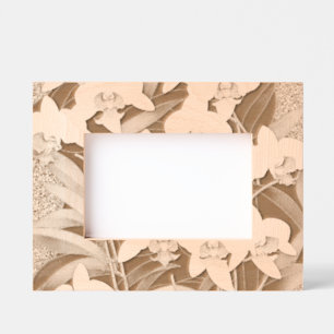 Laser Etched Orchids Design Wooden Picture Frames