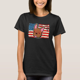 Laser Eyes French Dog American Flag 4th of July Pe T-Shirt